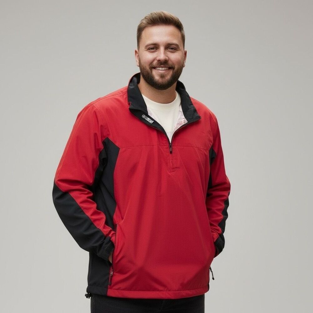 OGIO Men’s Red Black Half Zip Windbreaker Rain Jacket 2XL Performance